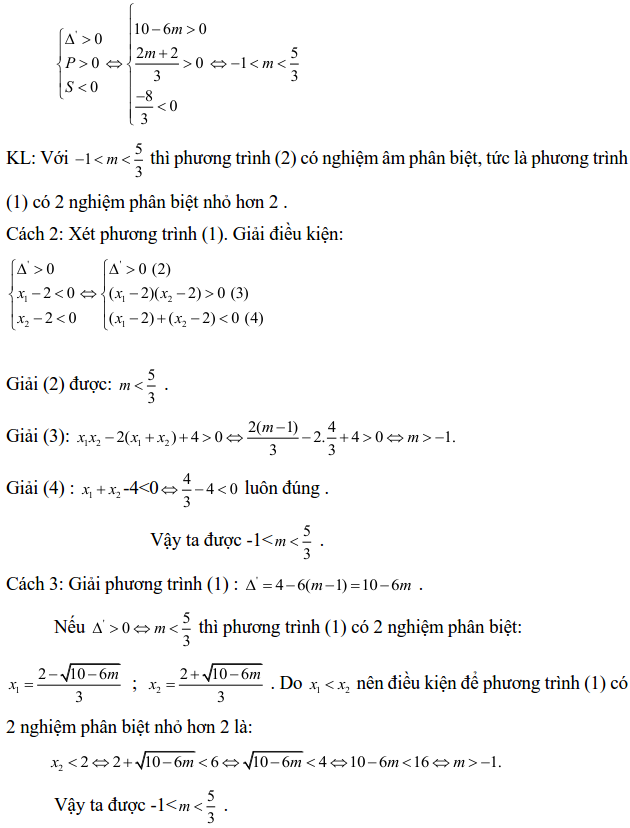 Điều kiện về nghiệm của phương trình bậc hai-3