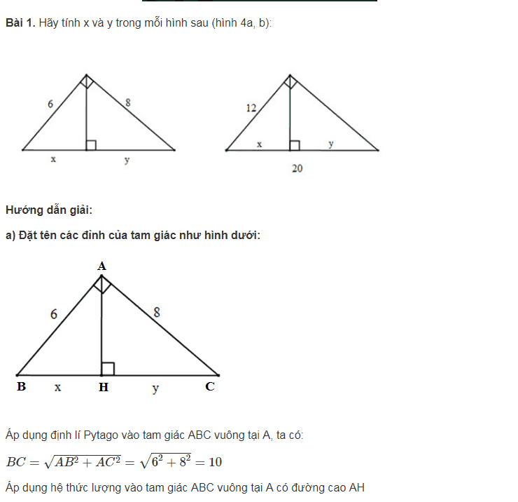 Ôn tập dạng toán phần Hệ thức lượng trong tam giác vuông - Toán lớp 9-1