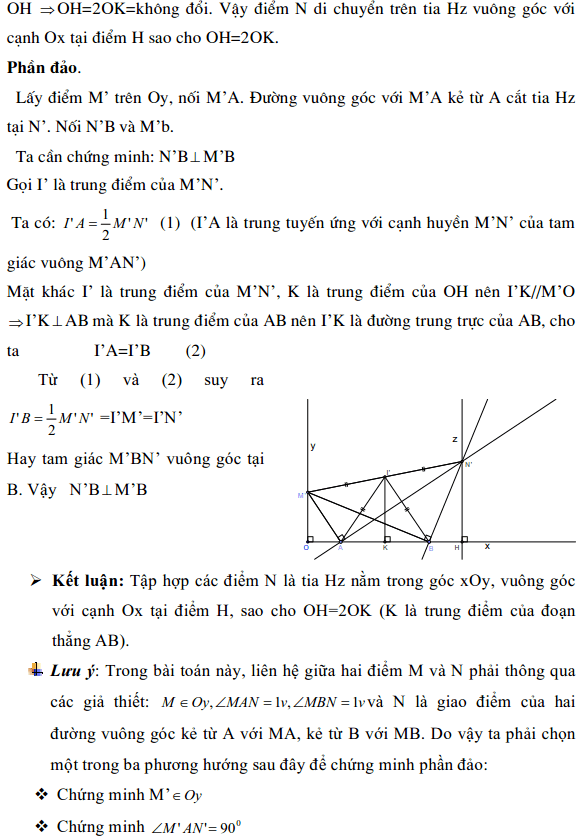 Phương pháp giải một bài toán quỹ tích lớp 9